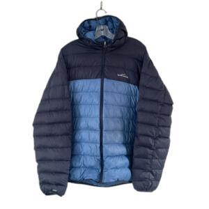 Eddie Bauer EB650 Down Puffer Jacket Mens XXL Blue Black Full Zip Hike Outdoors